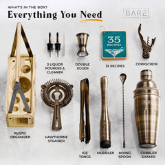 Caddy Cocktail Bartender Kit - Brushed Brass