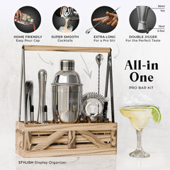 Caddy Cocktail Bartender Kit - Pale Silver