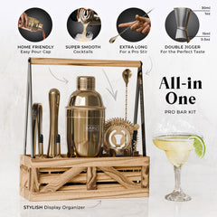 Caddy Cocktail Bartender Kit - Gold.